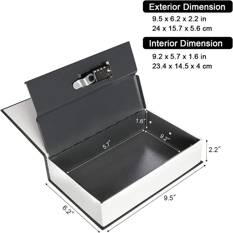 Parrency Diversion Book Safe Storage Box,Safe Box with Premium Combination Lock, Portable Book-Safe,Perfect for Home, Travel,Dorm Store Money, Jewelry, Phone and Passport (Black) - Image 3